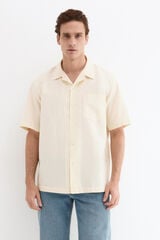 Pedro del Hierro Linen cotton short sleeve shirt Yellow