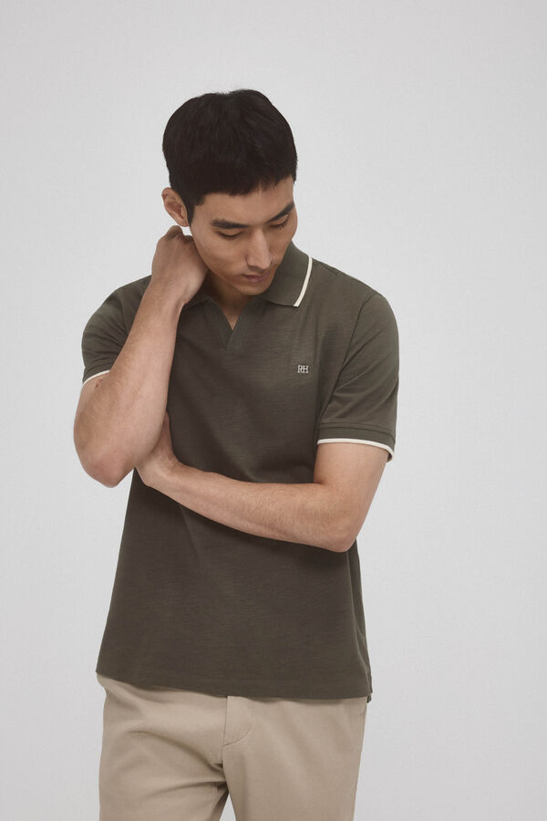 Pedro del Hierro Open neck polo Green