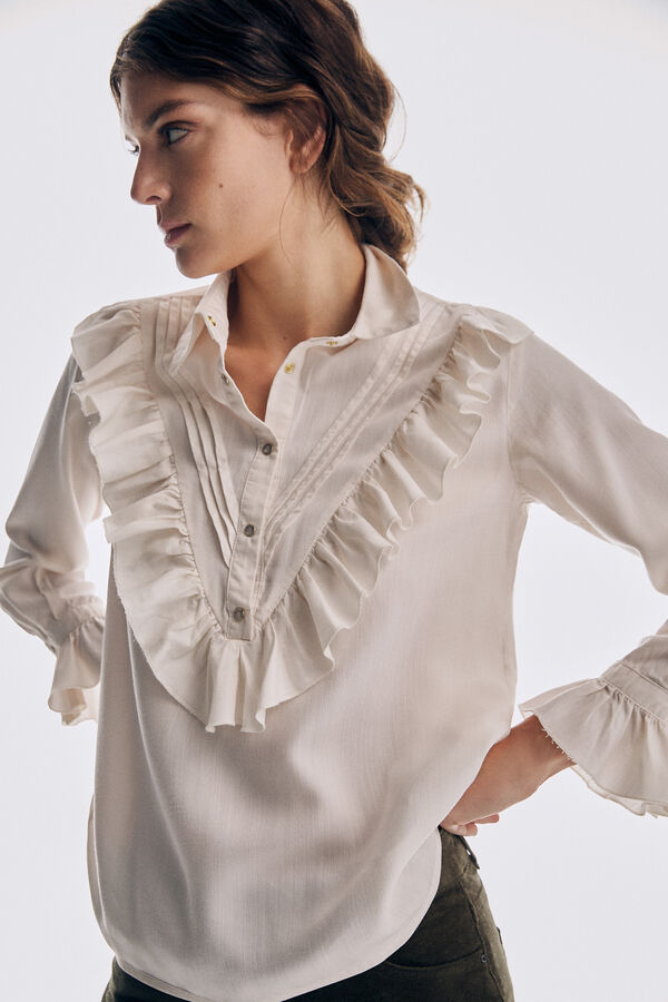 Pedro del Hierro 100% TENCEL&reg; Lyocell denim shirt Beige