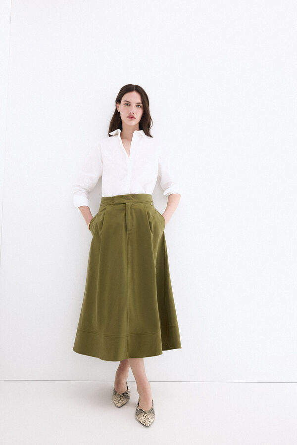 Pedro del Hierro Trench long midi skirt Green