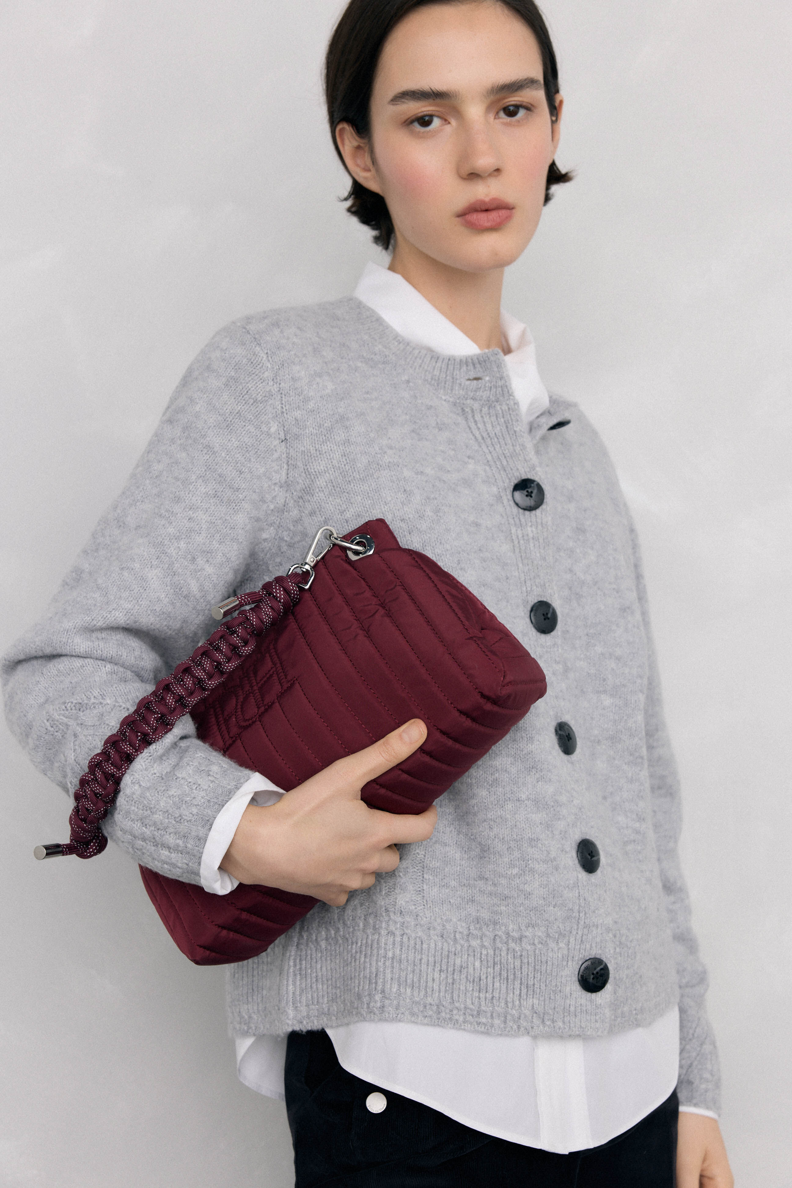 Pedro del Hierro Nylon shoulder bag with zip fastening and drawstring handle