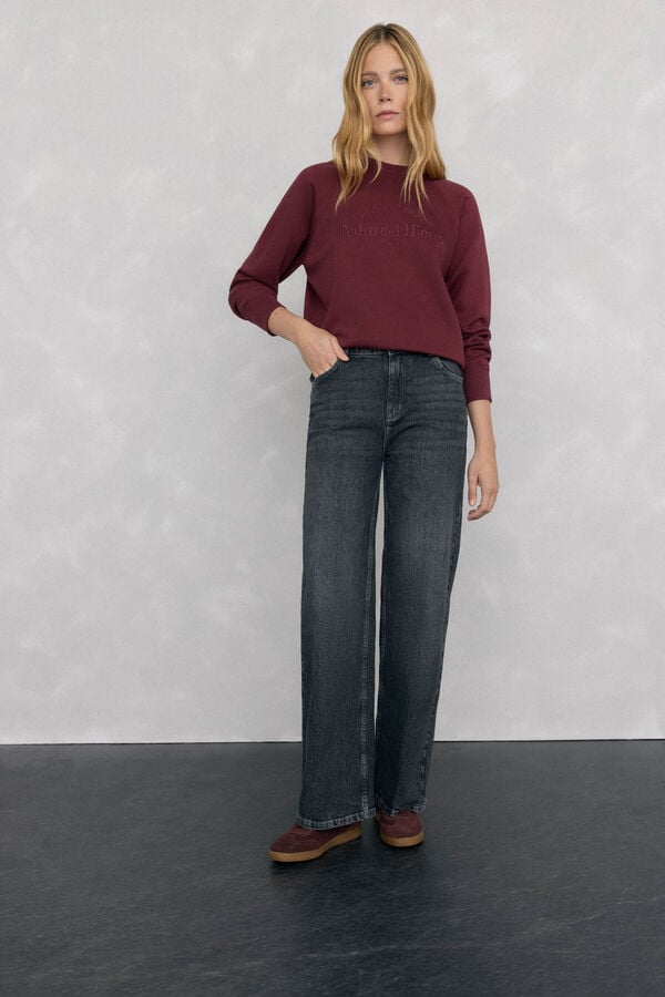Pedro del Hierro Basic wide-leg jeans Grey