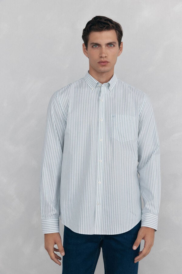 Pedro del Hierro Non iron oxford striped shirt Blue