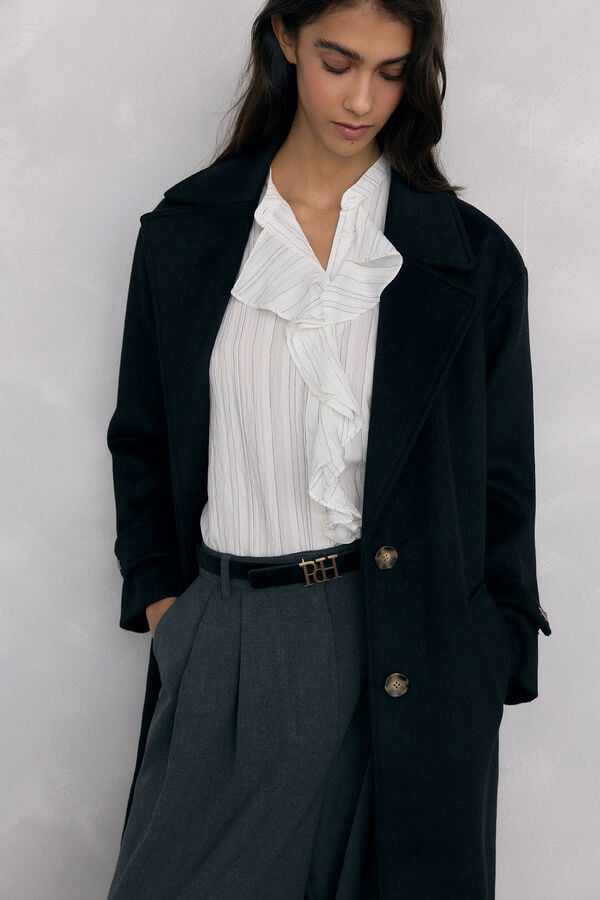 Pedro del Hierro Blusa riscas com folho Vários