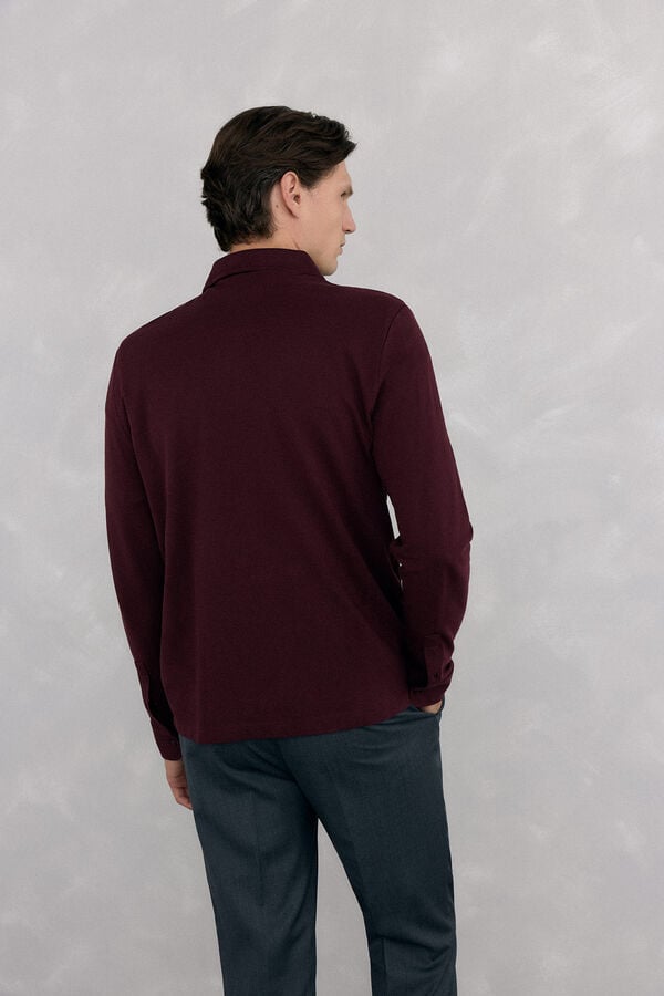 Pedro del Hierro Basic long sleeve polo shirt Burgundy