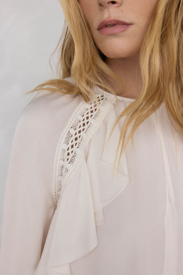 Pedro del Hierro Ruffled lace blouse Ecru