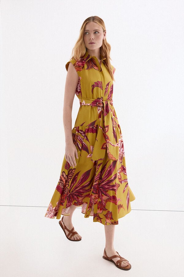 Pedro del Hierro Printed sleeveless shirt dress Yellow