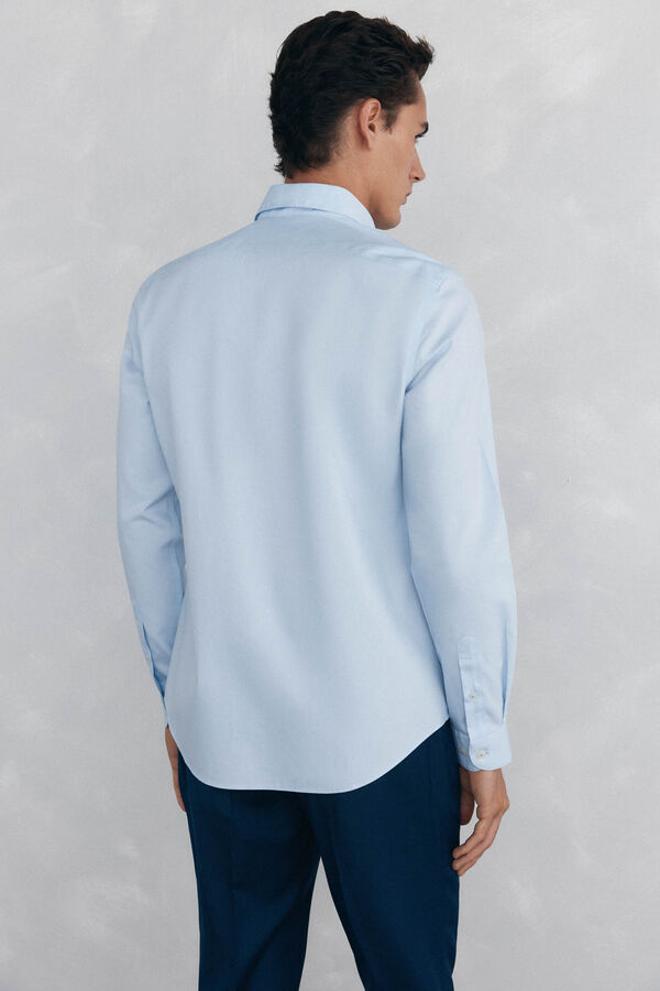 Pedro del Hierro Plain non iron + stain resistant slim fit dress shirt Blue