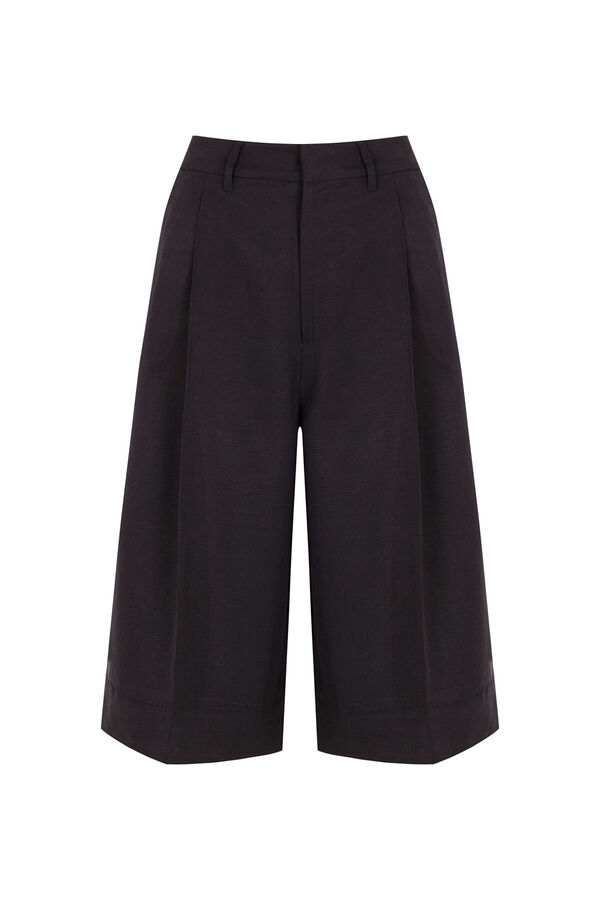 Pedro del Hierro Linen long Bermuda shorts Black
