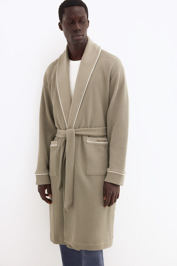 Pedro del Hierro Spanish cotton waffle robe Green