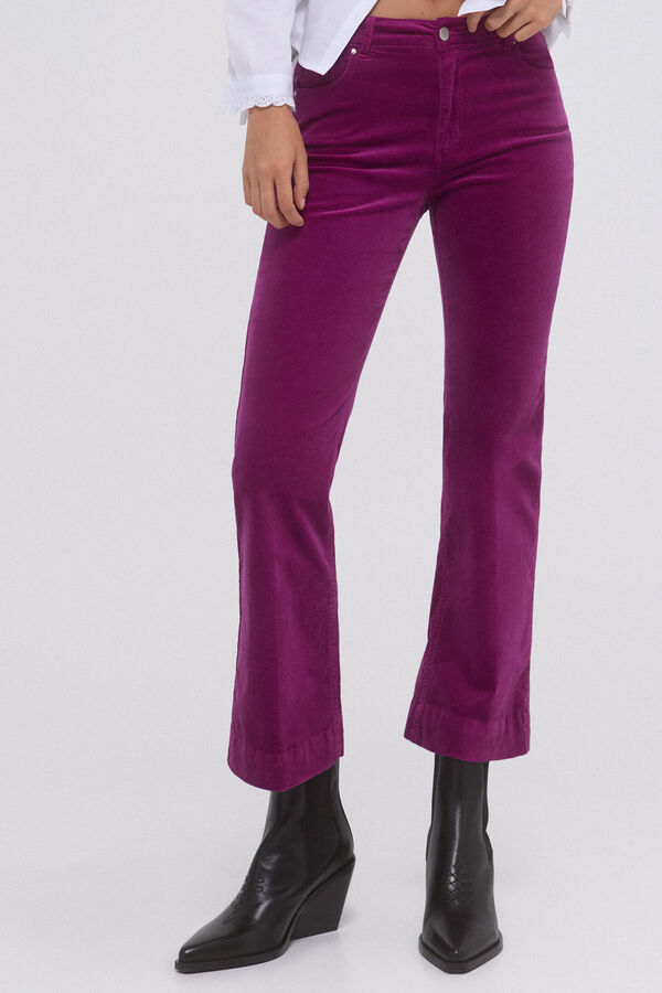 Pedro del Hierro Flare cropped velvet pants Pink