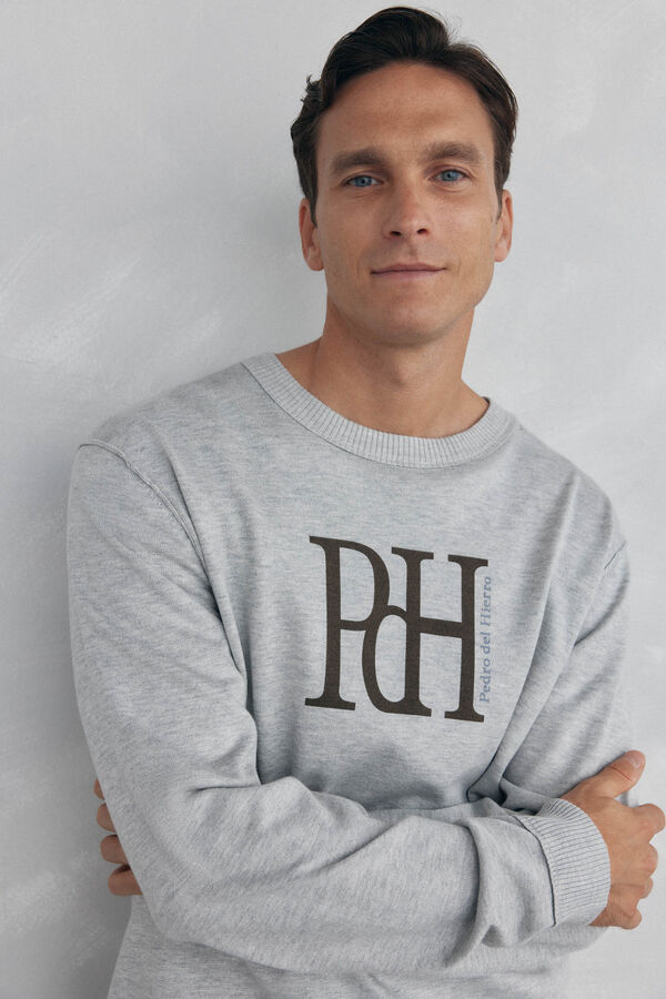 Pedro del Hierro Big logo fine jersey-knit sweater  Grey