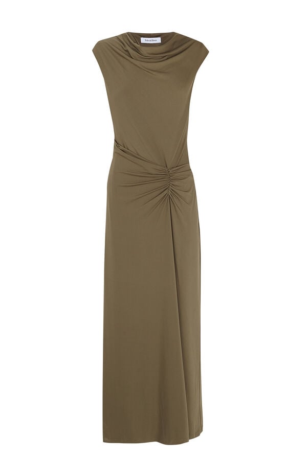 Pedro del Hierro Fitted ruched sleeveless dress Green