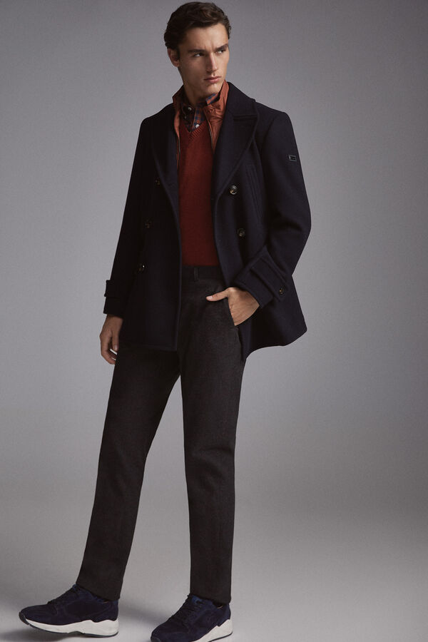 Pedro del Hierro Double-breasted donkey jacket Blue