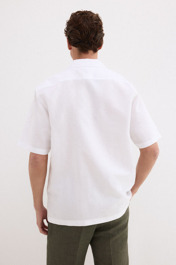 Pedro del Hierro Linen cotton short sleeve shirt Ecru