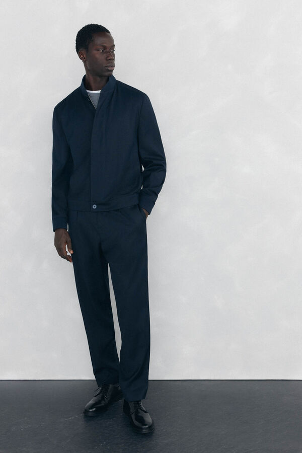 Pedro del Hierro Wool bomber jacket Blue