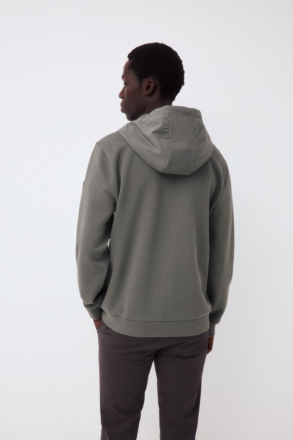 Pedro del Hierro Hooded technical cardigan Green