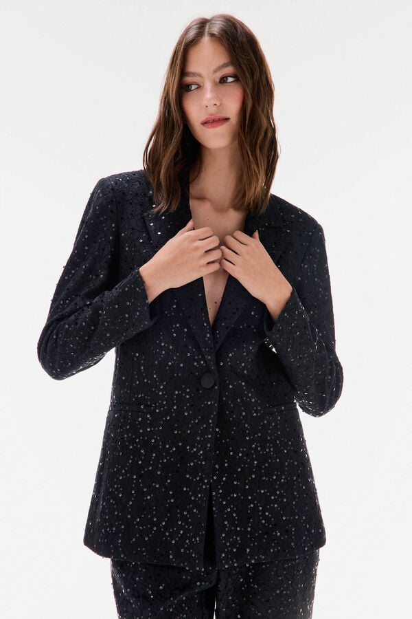 TFP by Tamara Falcó Sequin fitted blazer Black