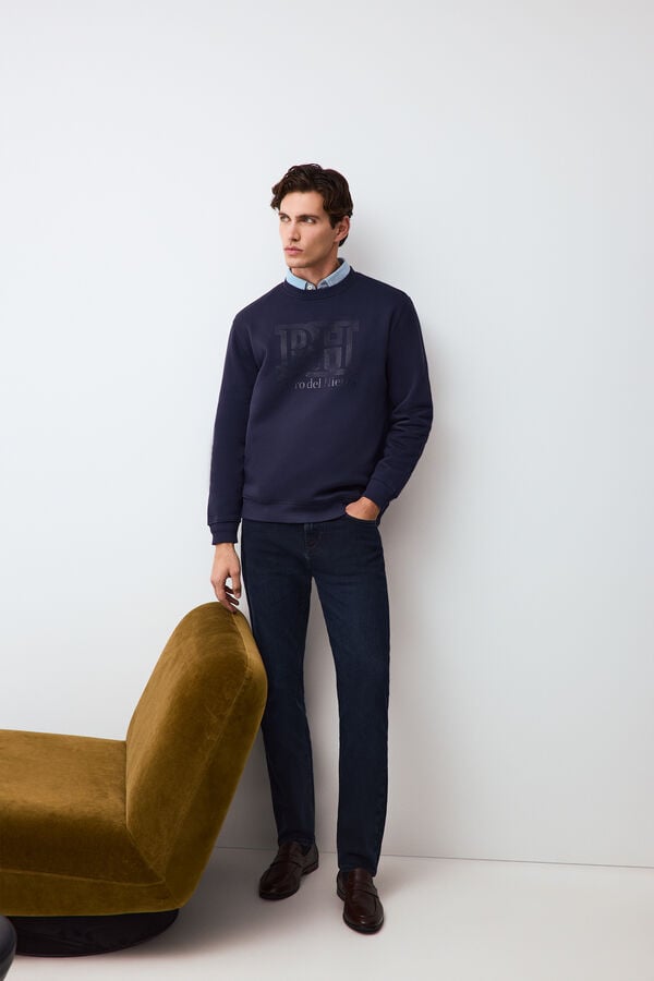 Pedro del Hierro Crew neck logo sweatshirt Blue