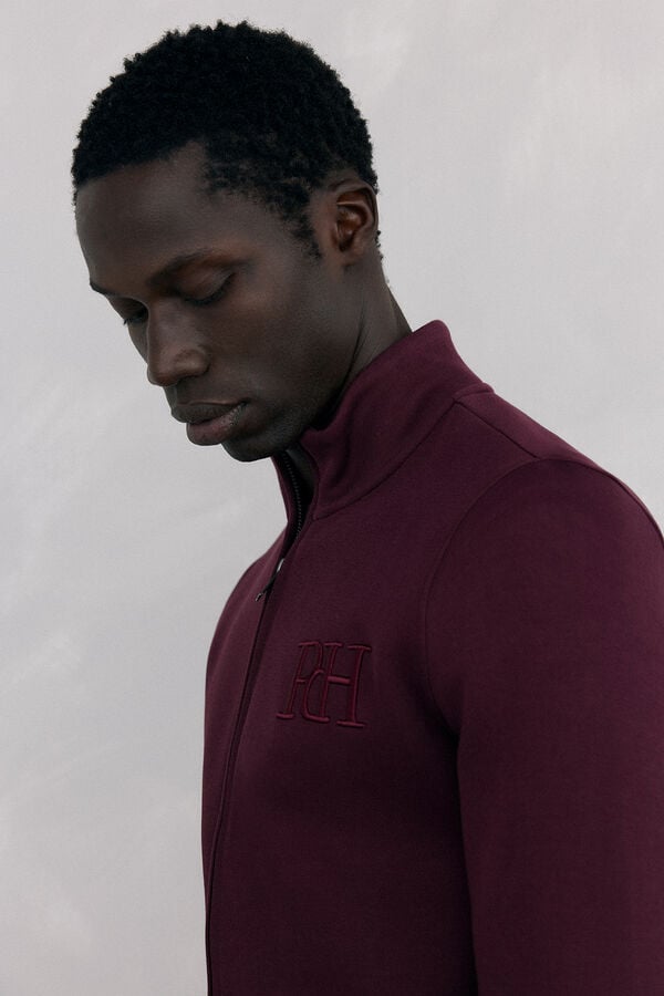 Pedro del Hierro Technical fabric cardigan Burgundy