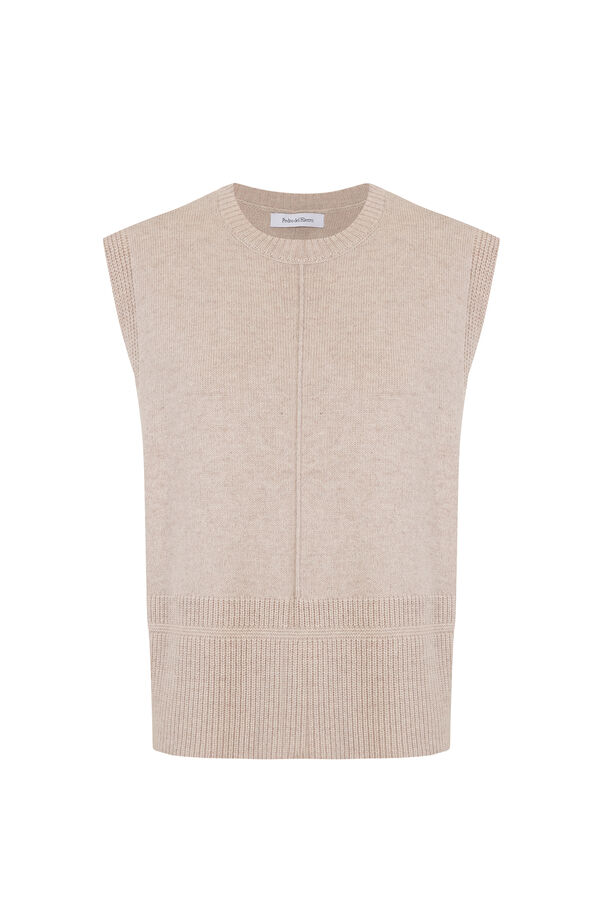 Pedro del Hierro Central seam knit gilet Beige