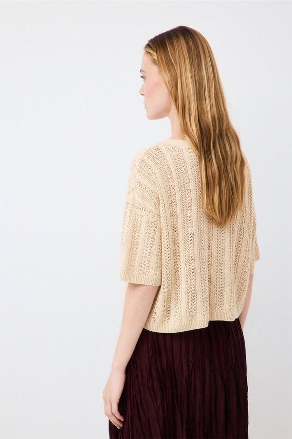 Pedro del Hierro Mini openwork cross-knit jumper Ecru