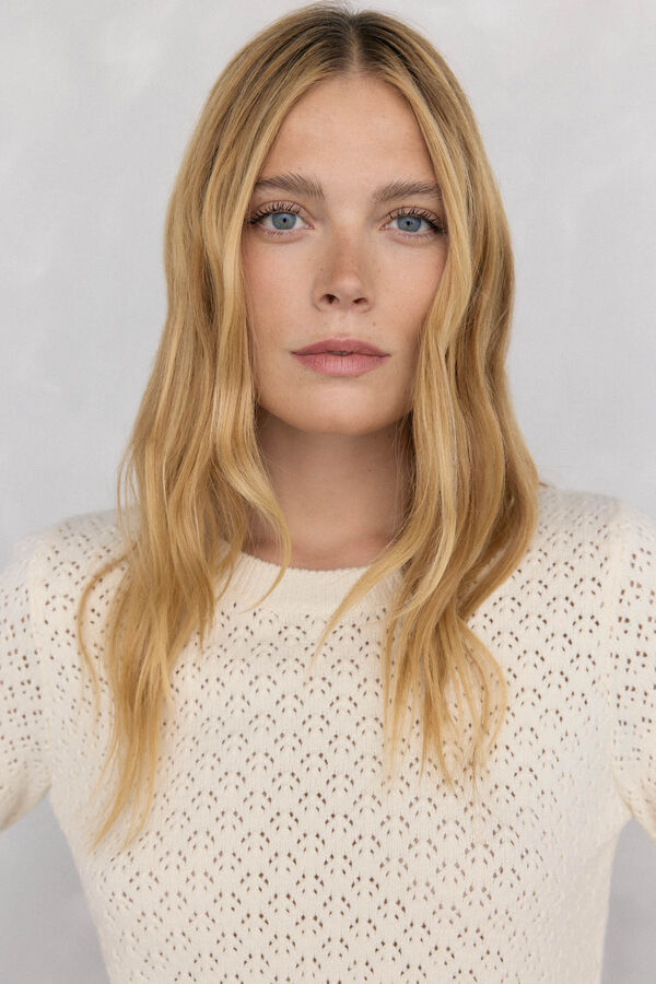 Pedro del Hierro Openwork fantasy sweater with flared sleeve Ecru