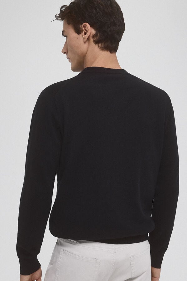 Pedro del Hierro Jersey algodón seda cashmere cuello redondo Negro