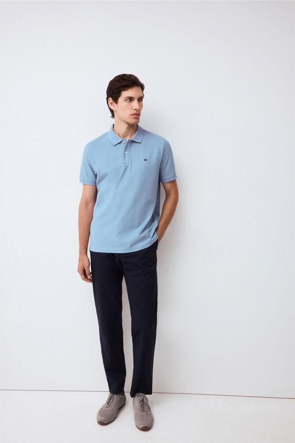 Pedro del Hierro Piqu&eacute; basic polo shirt Blue