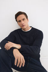 Pedro del Hierro Round neck big chest logo jumper Blue