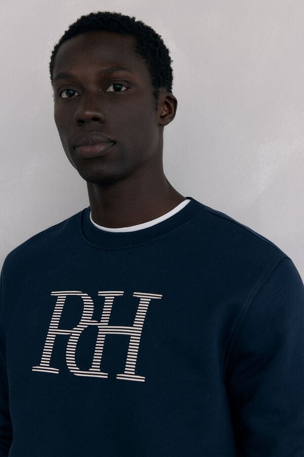 Pedro del Hierro Sweatshirt logo crew neck Blue