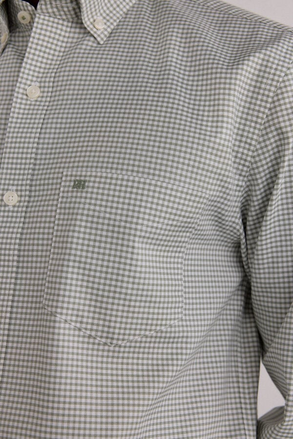 Pedro del Hierro Non-iron Oxford checked shirt Green