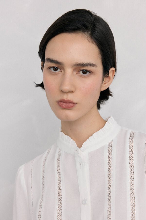 Pedro del Hierro Blusa de chiffon com renda Branco