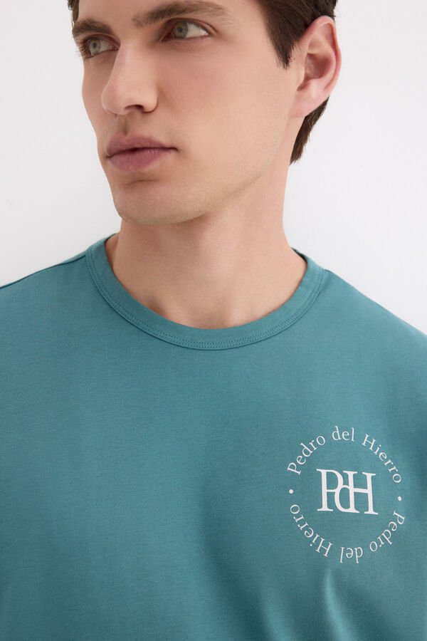 Pedro del Hierro Printed logo T-shirt Turquoise