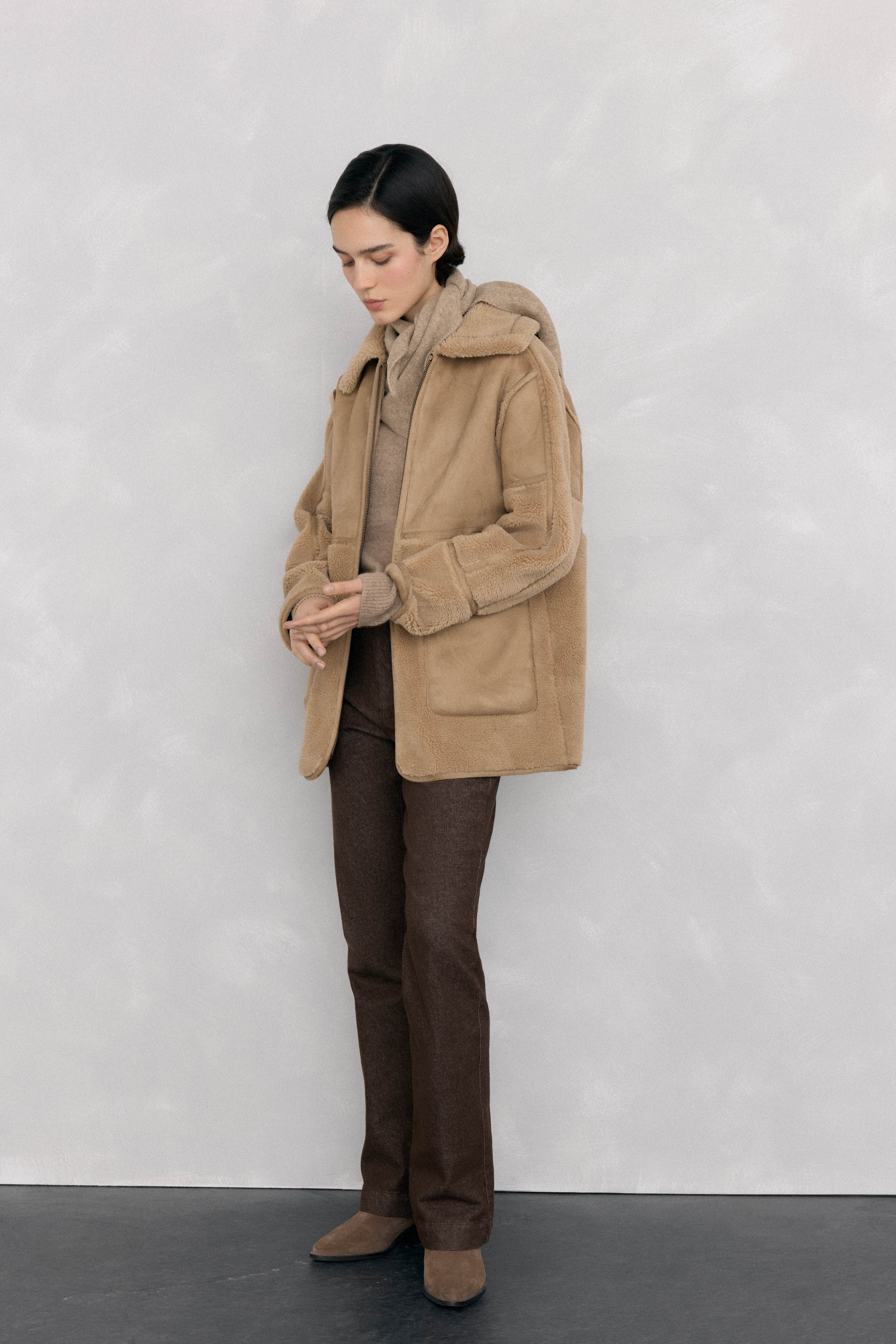 Pedro del Hierro Combined textures coat
