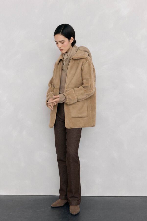 Pedro del Hierro Combined textures coat Beige