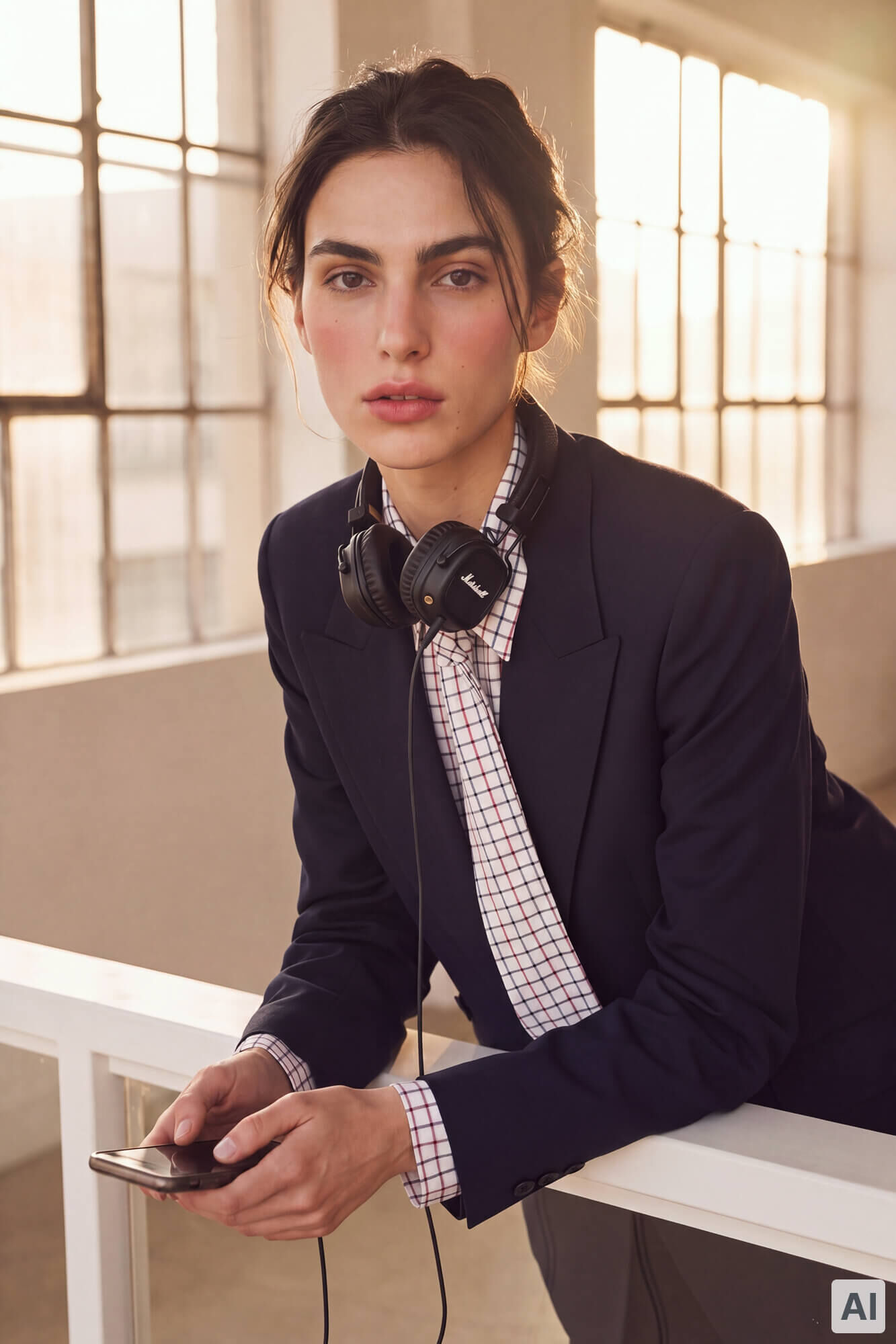 Pedro del Hierro Blusa cuadros lazada