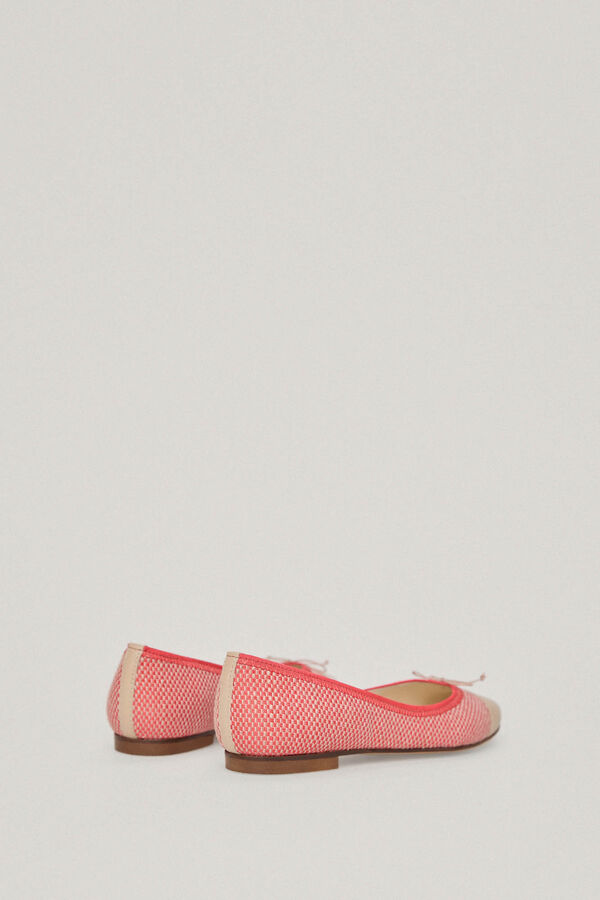 Pedro del Hierro Textile ballet flat with leather toe Coral