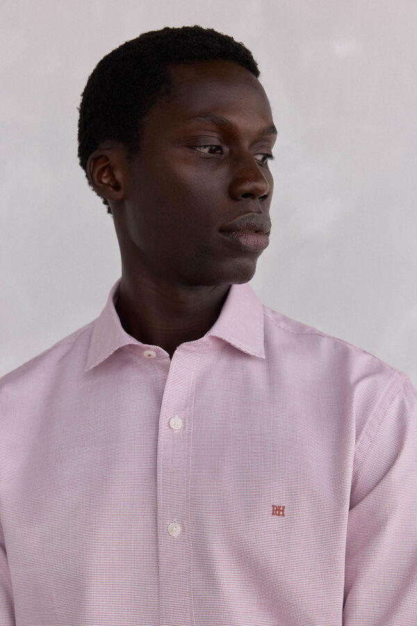 Pedro del Hierro Easy-iron structured shirt + anti-odor slim fit Burgundy