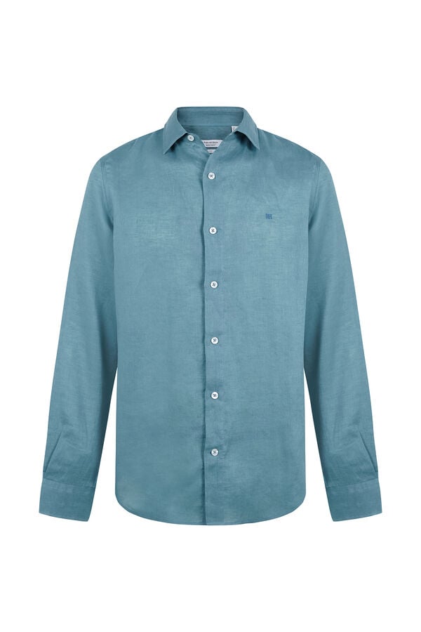 Pedro del Hierro Camisa lino lisa Turquesa