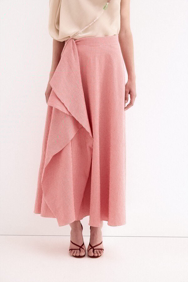 Pedro del Hierro Gingham puffed skirt Orange