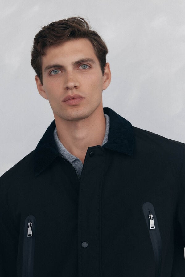 Pedro del Hierro Water-repellent zip fastening jacket Black