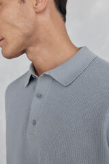 Pedro del Hierro Fine knit structured polo shirt neck jersey-knit  Grey