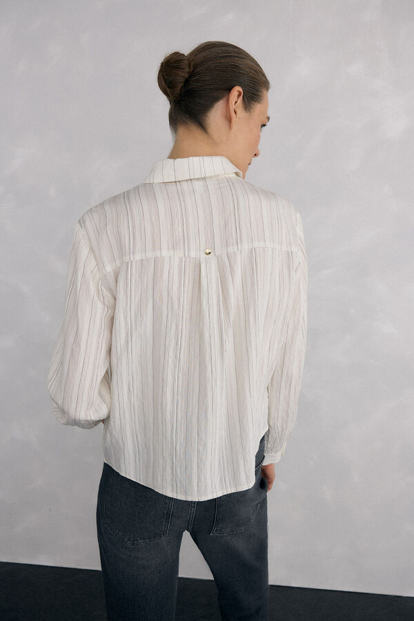 Pedro del Hierro Camisa rayas corta Beige