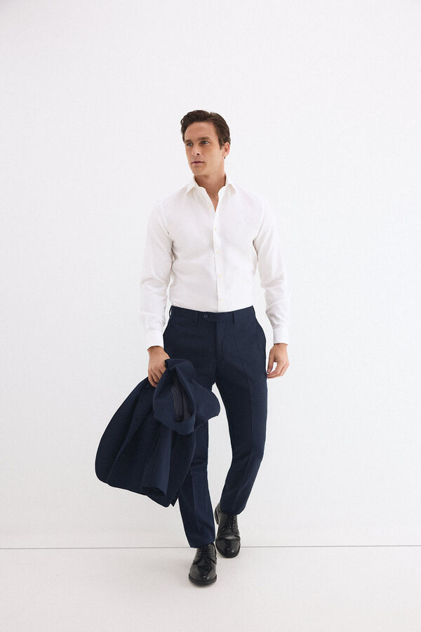 Pedro del Hierro Plain slim fit non-iron stain-resistant French cuff shirt White