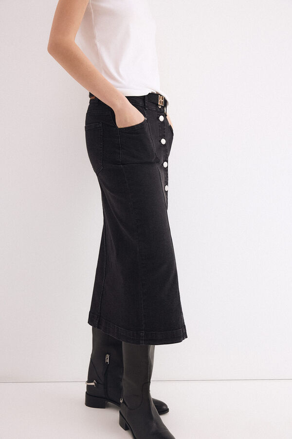 Pedro del Hierro Grey denim button-front skirt Grey