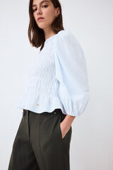 Pedro del Hierro Striped elasticated blouse Blue