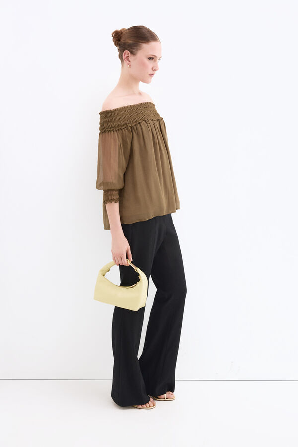 Pedro del Hierro Gummed chiffon blouse Green