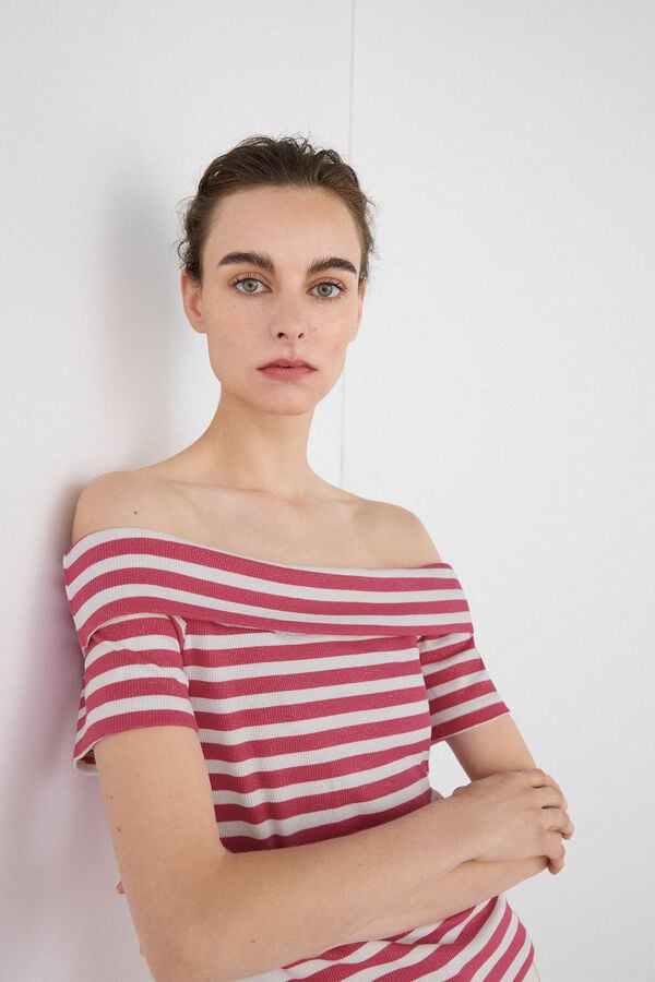 Pedro del Hierro Camisola sem ombros raias  Coral
