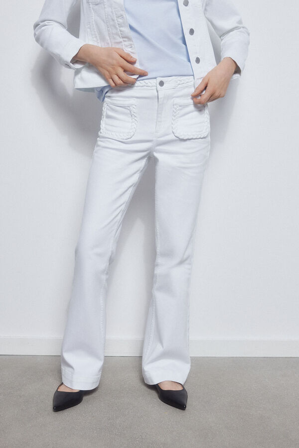 Pedro del Hierro Full length flared jeans Ecru